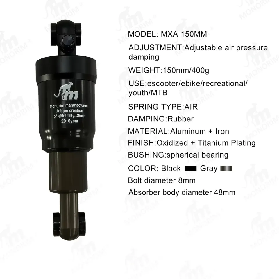 Monorim MXA 150mm Luft Stoßdämpfer E-Bike schwarz