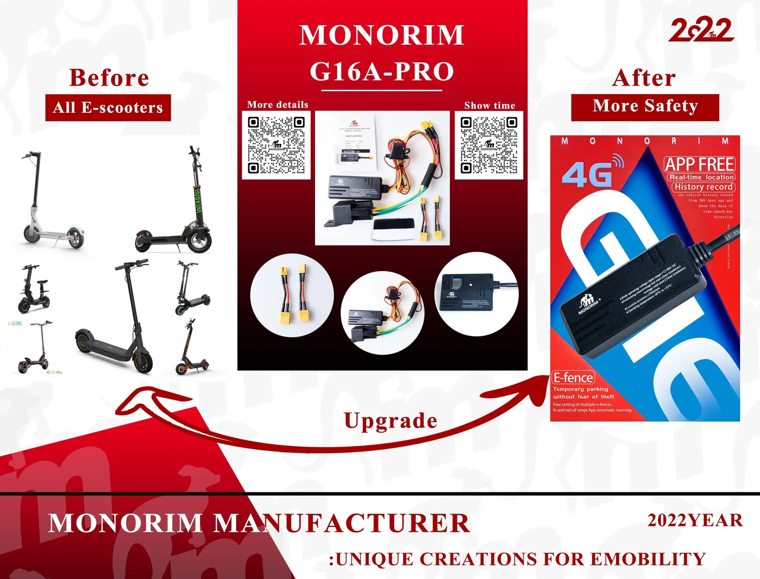 Monorim G16A-Pro GPS Tracker E-Scooter Fernabschaltung