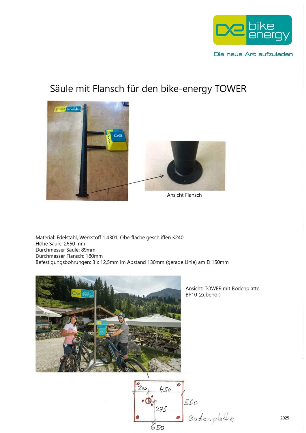 Bike Energy TOWER BP10 Bodenplatte 28kg Stahl