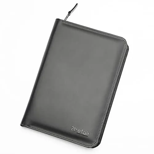 2befair Bordmappe Apfelleder schwarz mit Block Stift