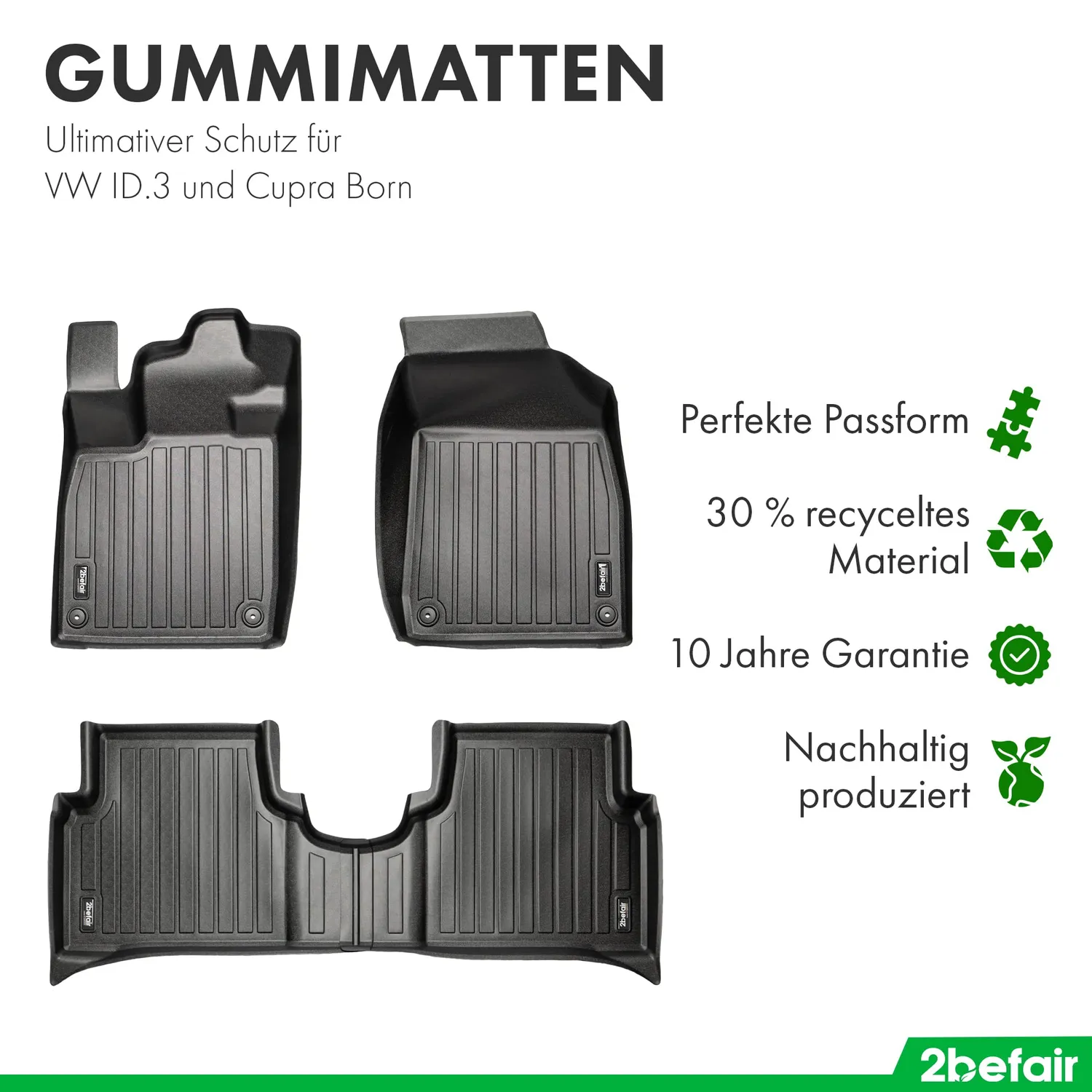 2befair Gummimatten Gesamtset Cupra Born 4 Matten