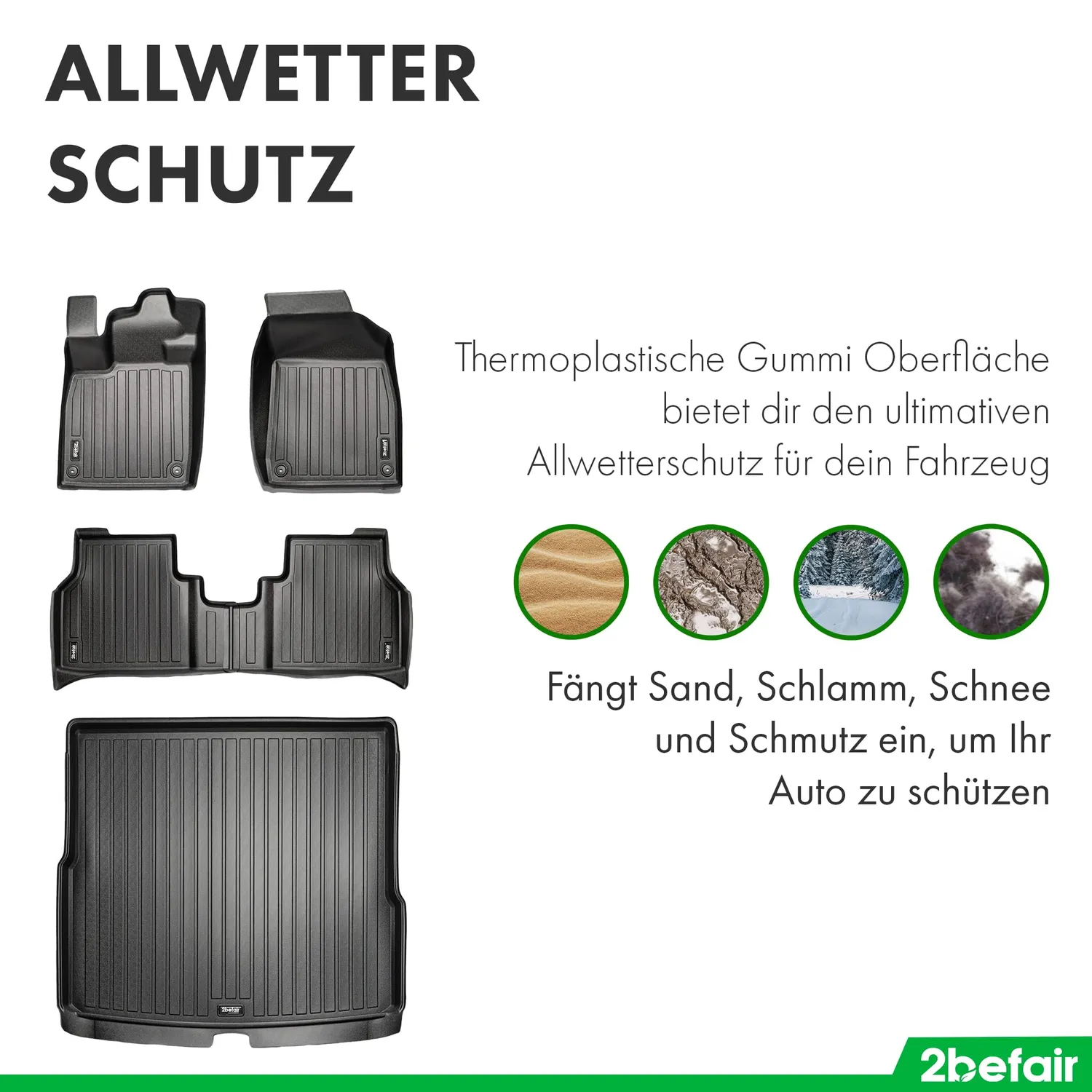 2befair Gummimatten Skoda Enyaq Gesamtset 5-teilig geruchlos