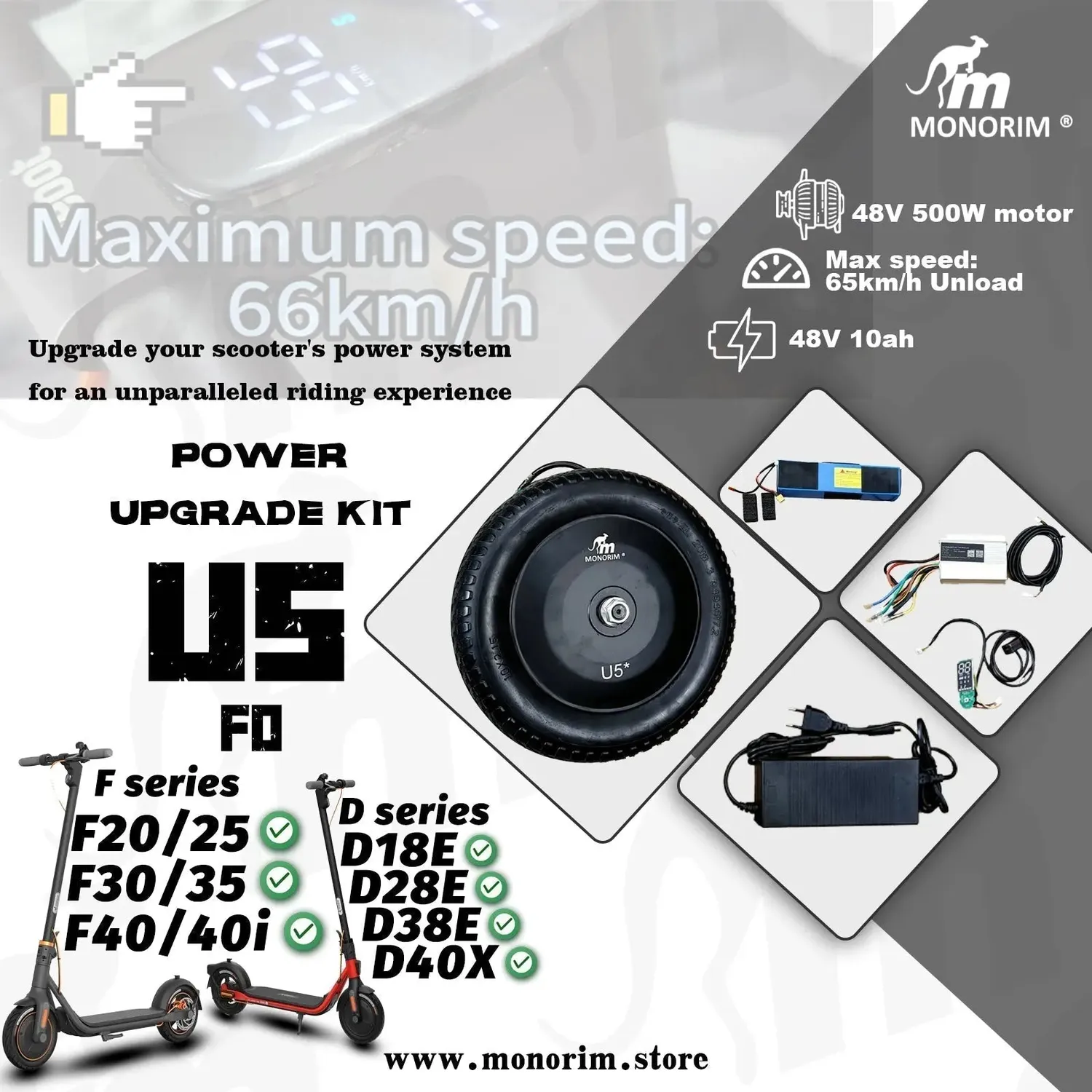 MONORIM U5-F0 Umrüstkit 500W 48V 10,4Ah Segway F35
