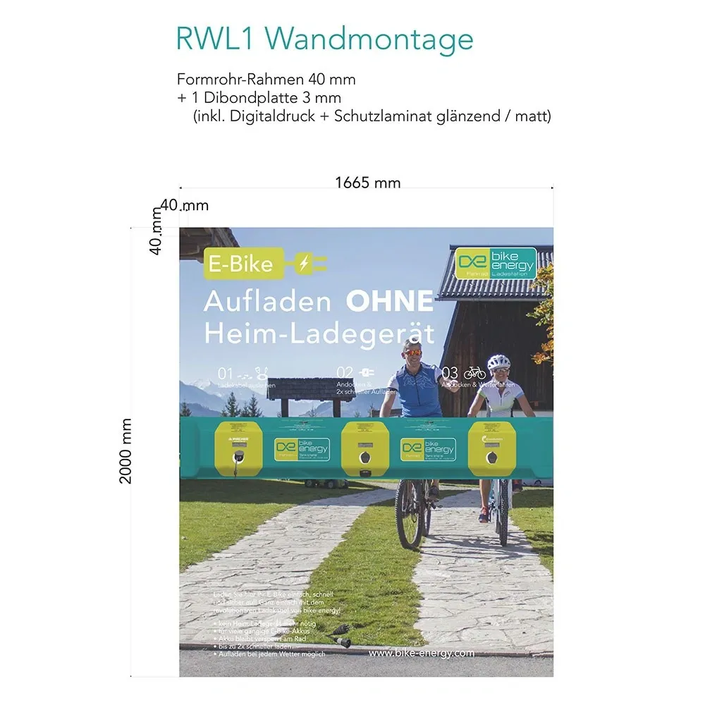 Bike Energy LINE RWL1 Rückwandplatte Wandmontage 1660x2000
