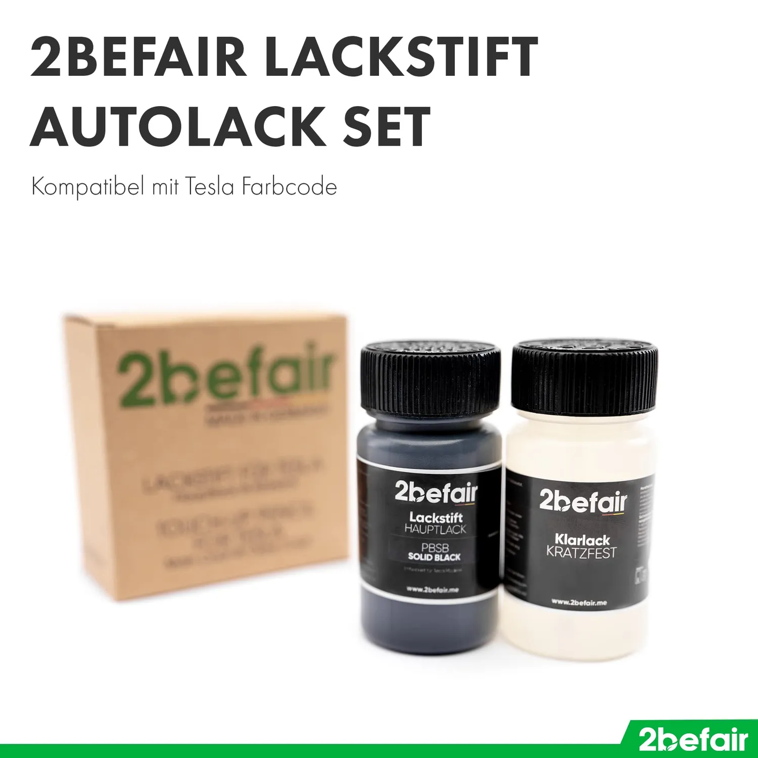 2befair Lackstifte Tesla Midnight Silver Metallic 2x60 ml