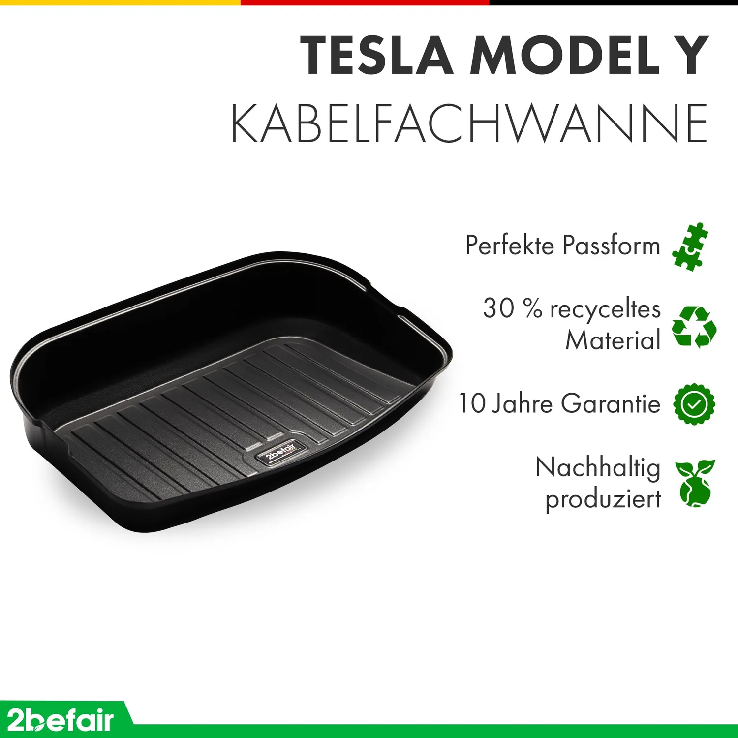 2befair Kabelfachwanne Model Y Kofferraumwanne 9-16 cm
