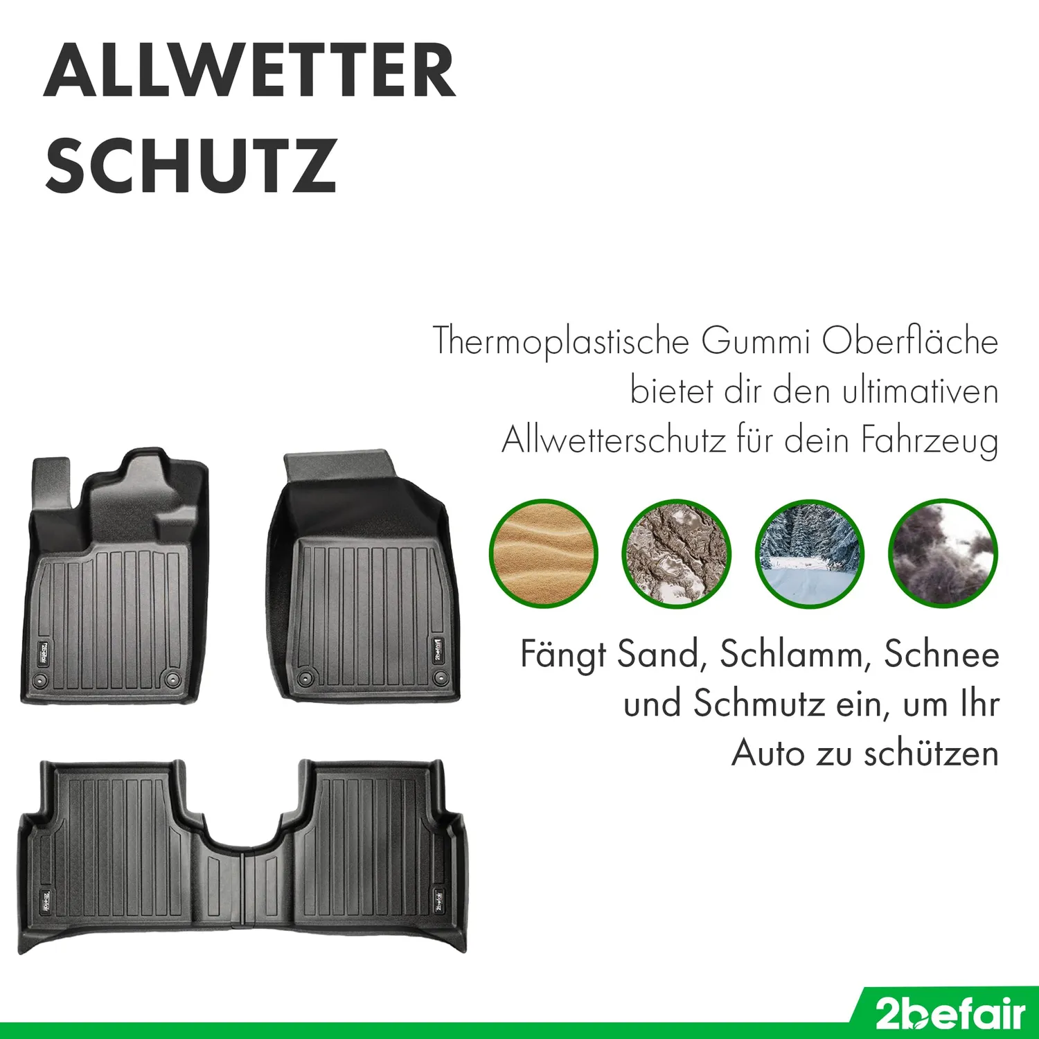 2befair Gummimatten VW ID.3 Cupra Born Set 3-teilig