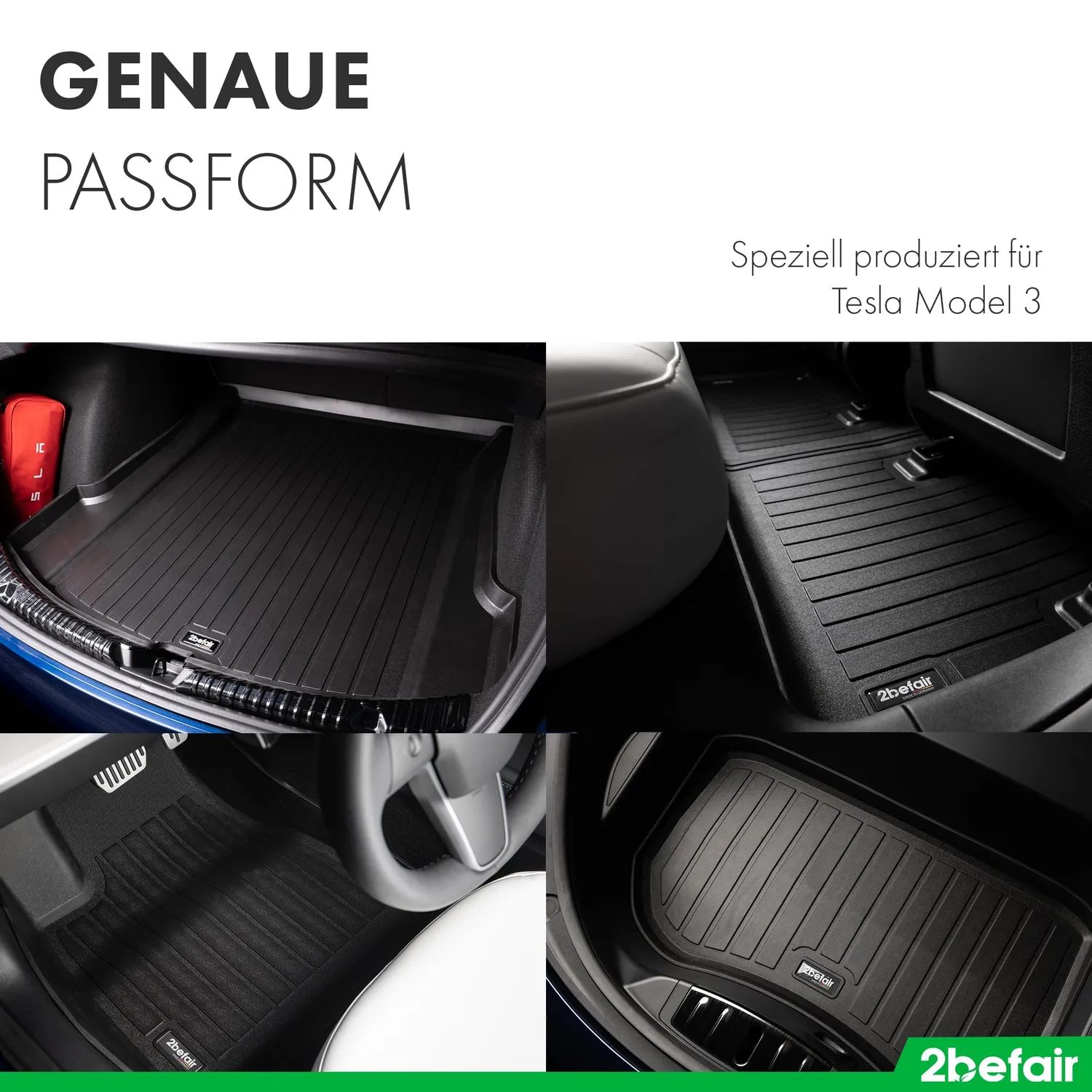 2befair Gummimatten Gesamtset Model 3 Highland 5 Matten