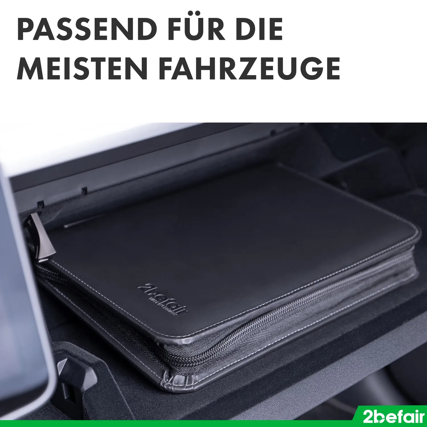 2befair Bordmappe Apfelleder schwarz mit Block Stift