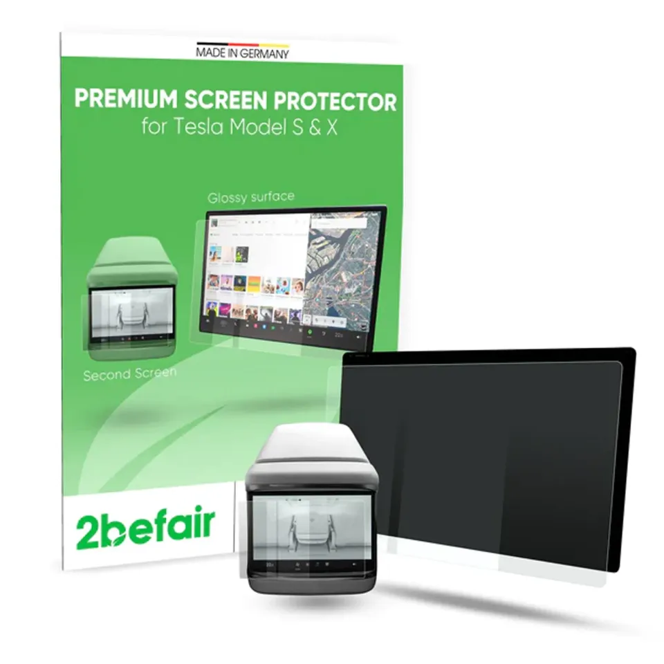2befair Displayschutzfolien-Set Model S/X Hybridglas glänzend