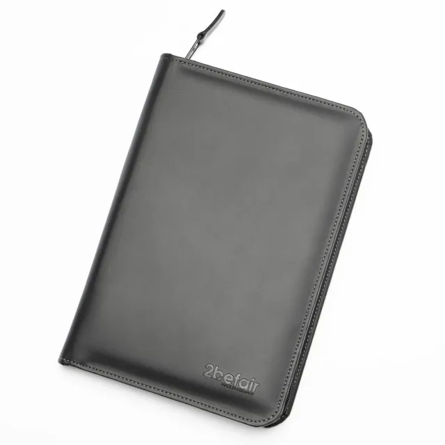 2befair Bordmappe Apfelleder schwarz mit Block Stift