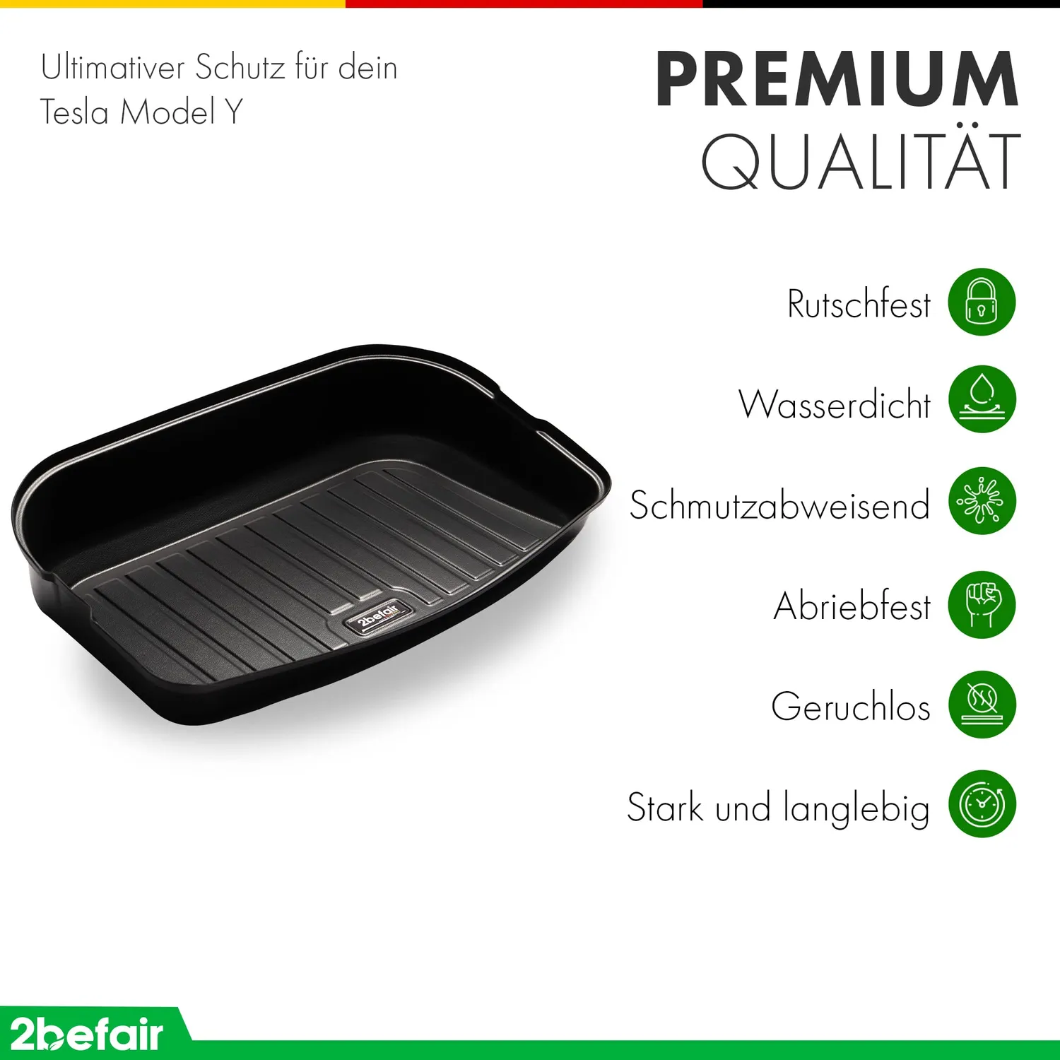 2befair Kabelfachwanne Model Y Kofferraumwanne 9-16 cm