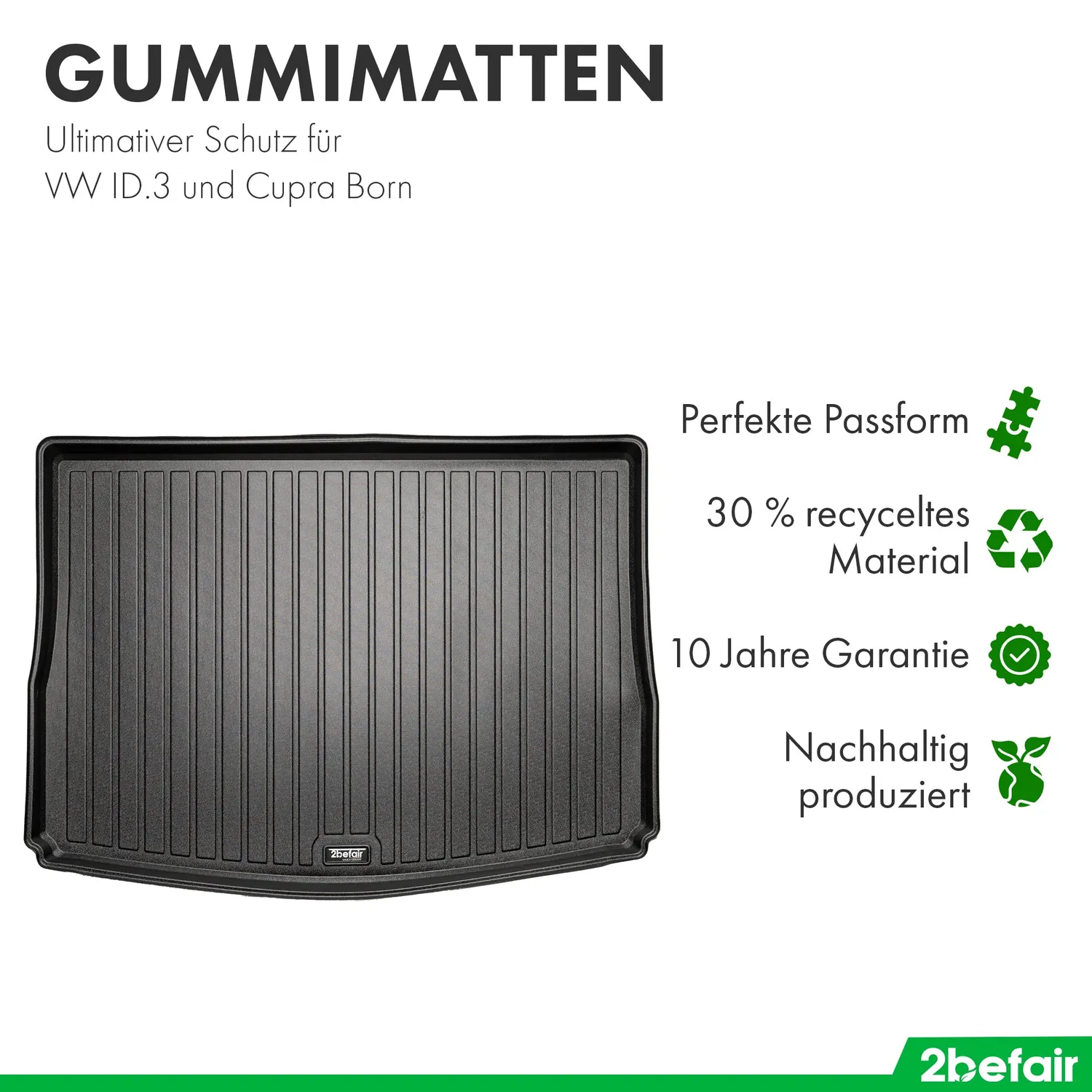 2befair Gummimatten VW ID.3 Cupra Born Set 3-teilig