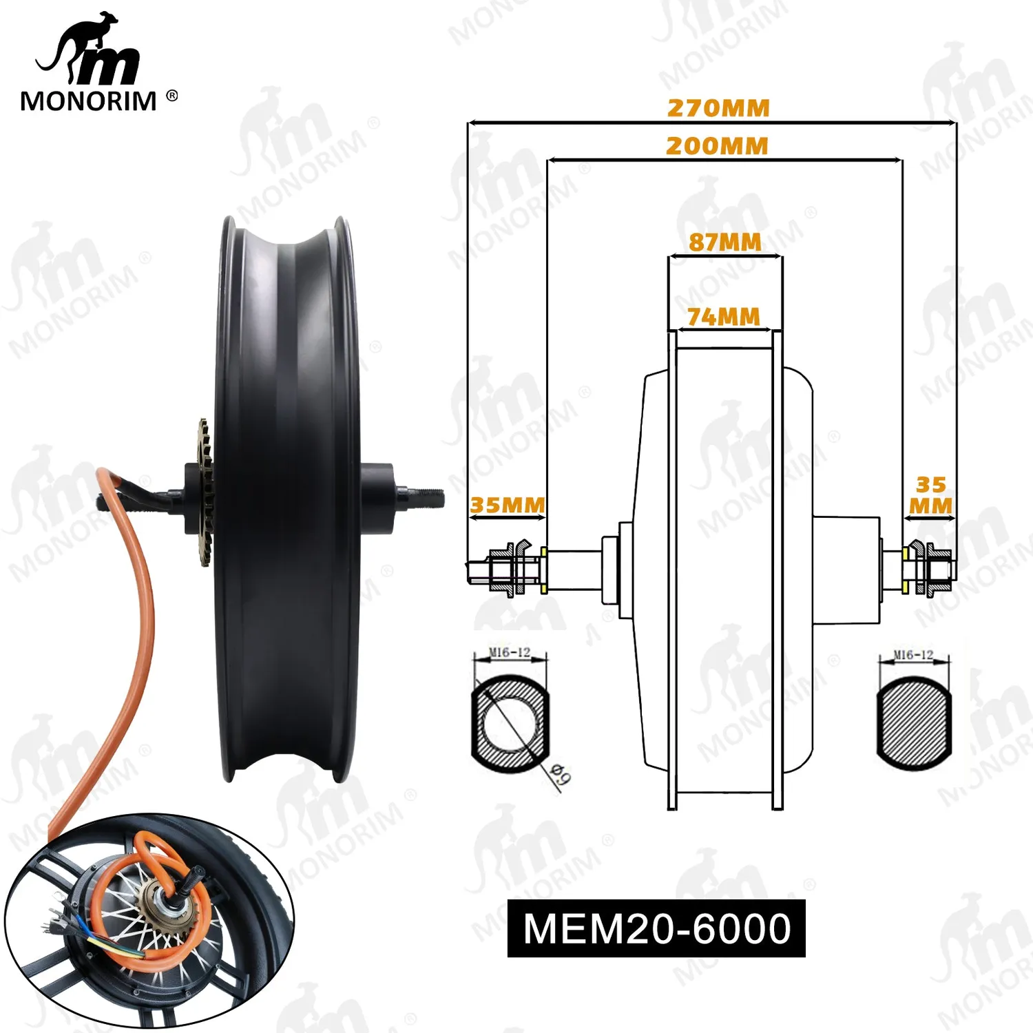 Monorim MEM20-6000 Nabenmotor 20 Zoll 7000W Fatbike