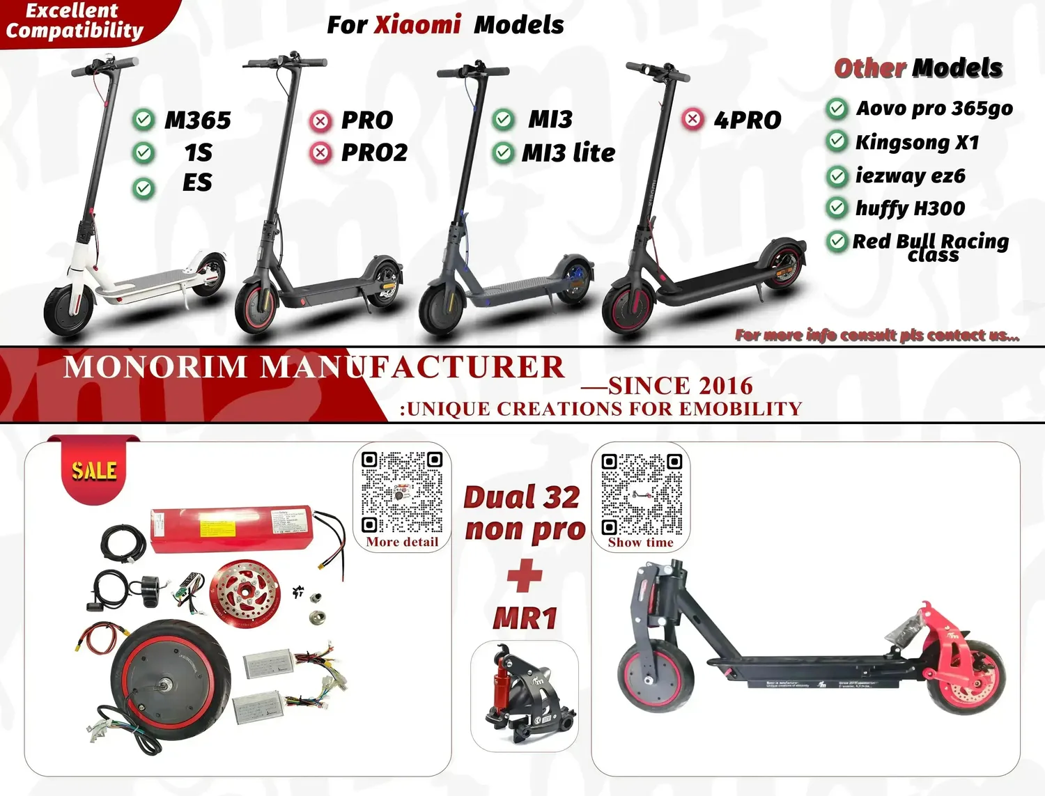 Monorim Dual32 Ultra AWD Umrüstkit 36V 760W