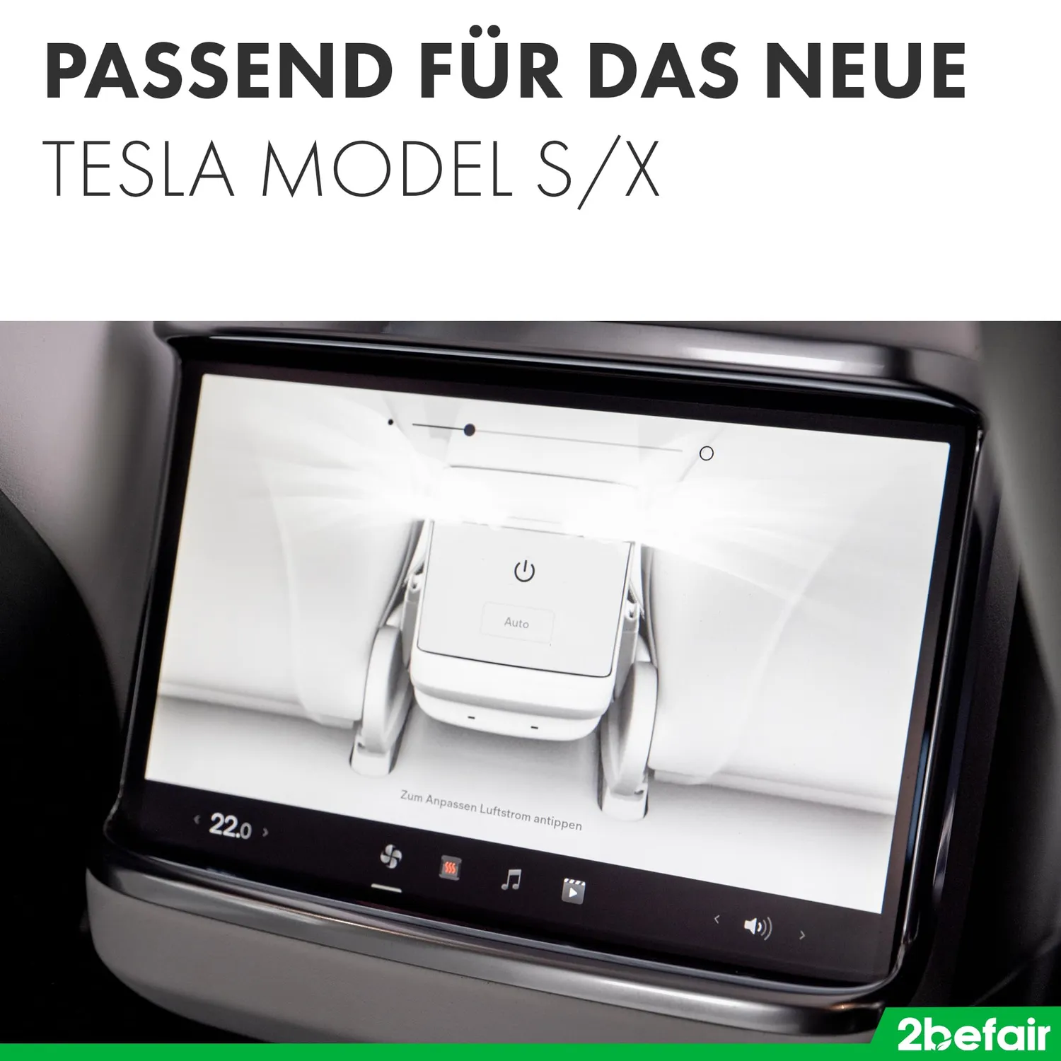 2befair Displayschutzfolien-Set Model S/X Hybridglas glänzend