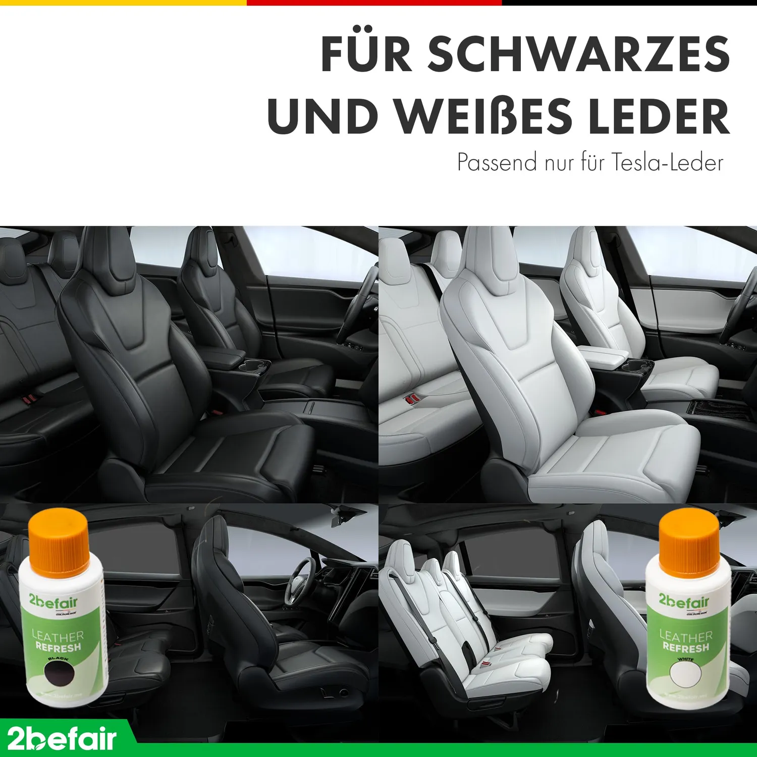 2befair Innenraum Pflegeset 10-teilig veganes Leder weiß-schwarz