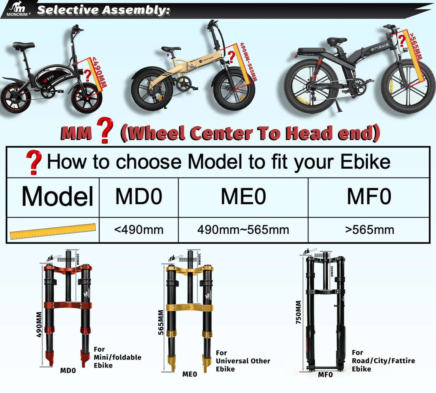 Monorim MD0 Vorderrad Federung 490 mm Coil schwarz Minibike