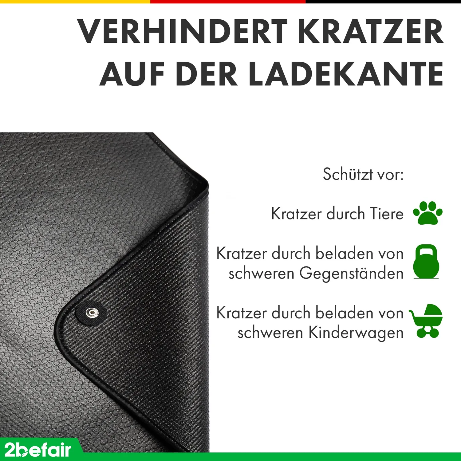 2befair Ladekantenschutz Matte 80x60 cm Kofferraumschutz