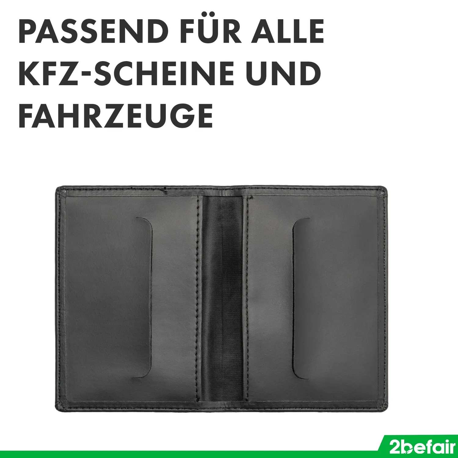 2befair Fahrzeugscheinheft Apfelleder schwarz KFZ-Hülle