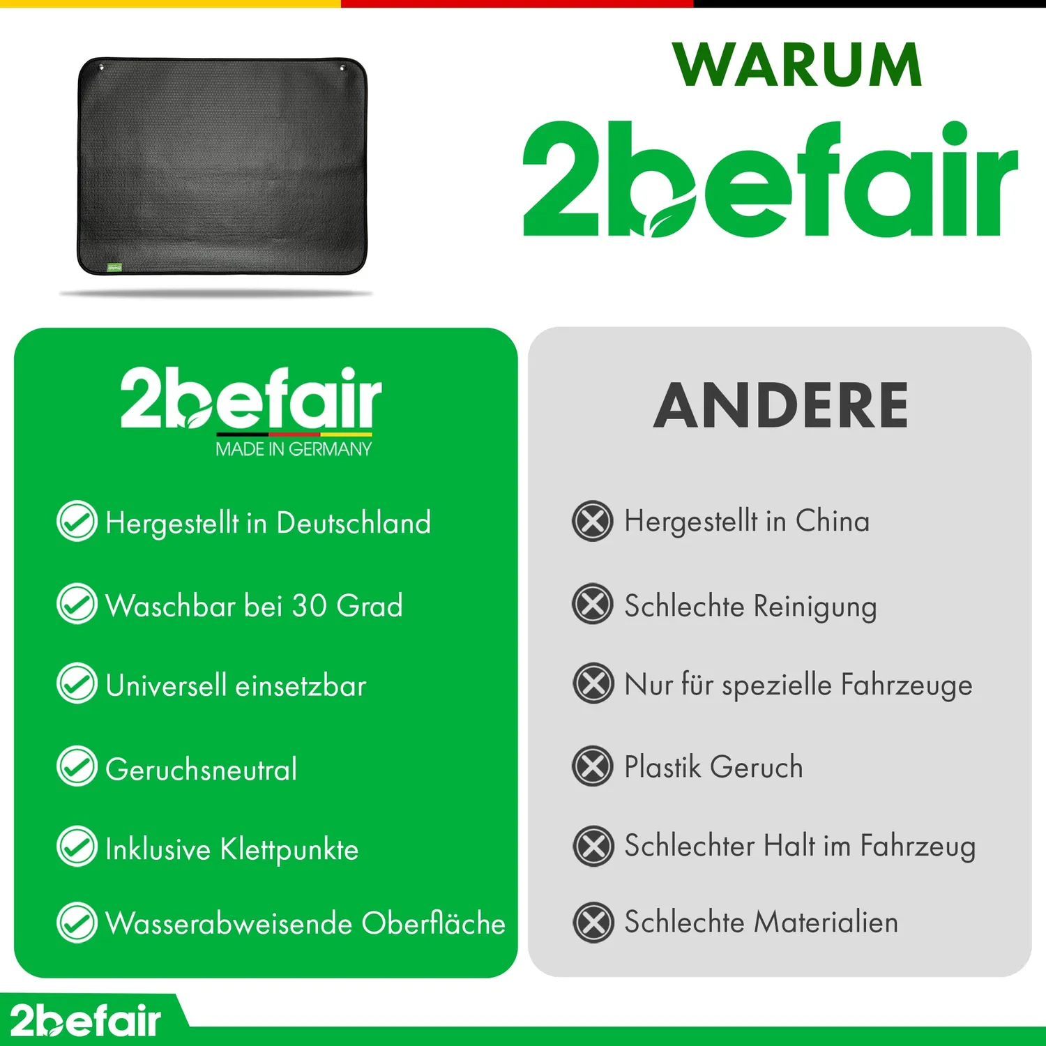 2befair Ladekantenschutz Matte 80x60 cm Kofferraumschutz