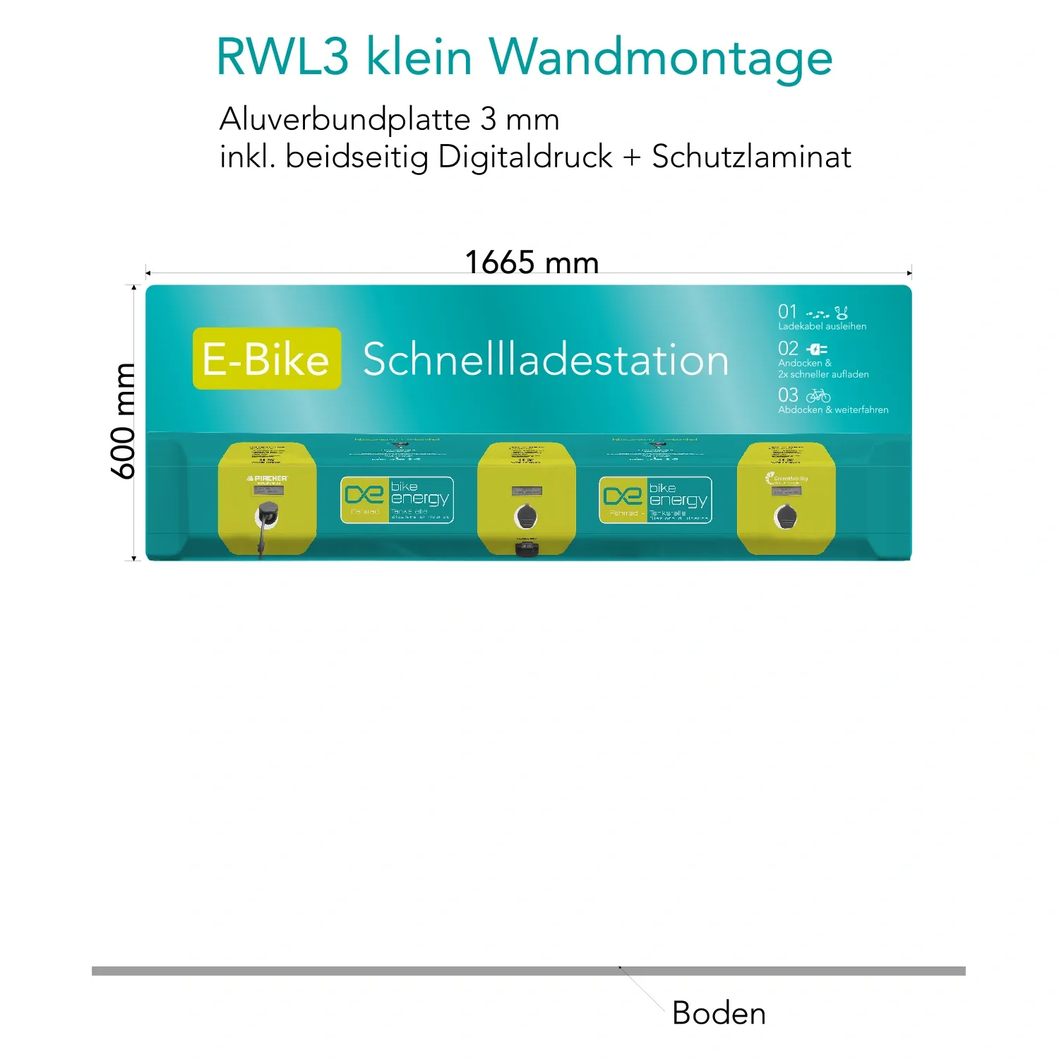 Bike Energy LINE RWL3 Rückwandplatte Wandmontage 1665x600