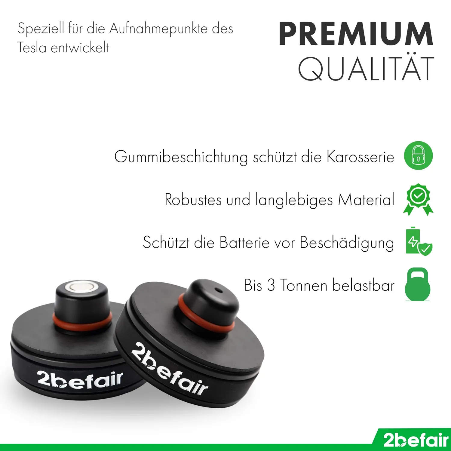 2befair Jack Pad Wagenheber Model 3/Y 4 Stück Gummi