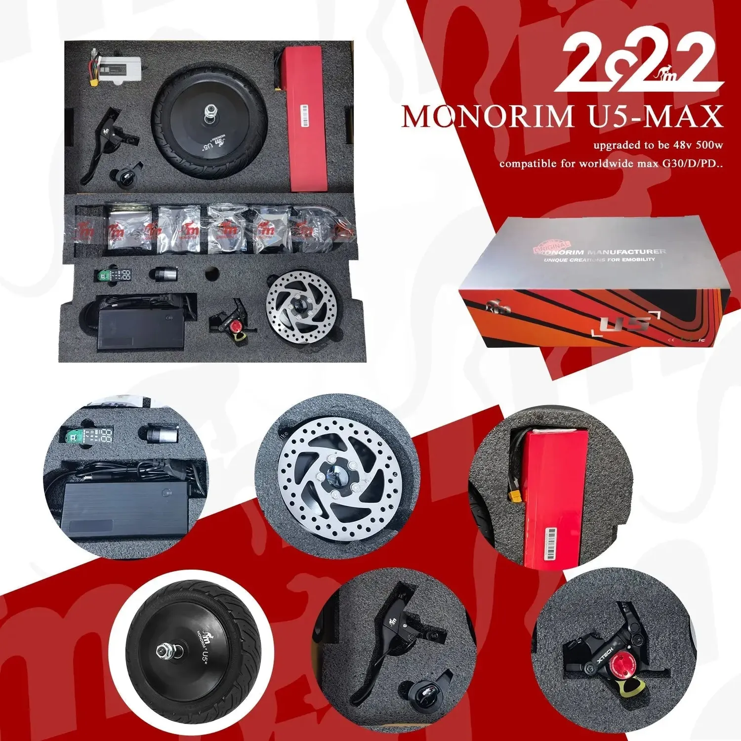 Monorim U5 V2.0 Umrüstkit 48V 500W für Segway G30 D