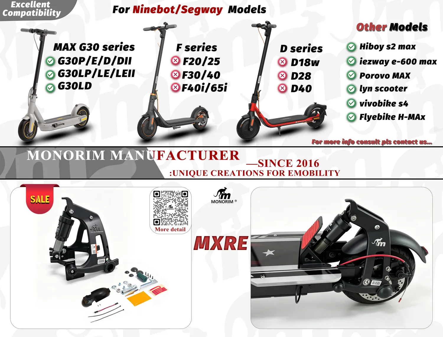 Monorim MXRE Hinterrad-Luftfederung für Segway G30